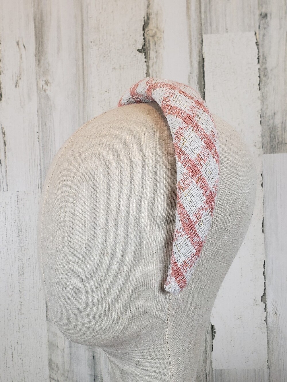 Pink & White Textured Padded Headband